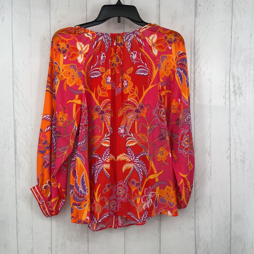 M flo print button down l/s top
