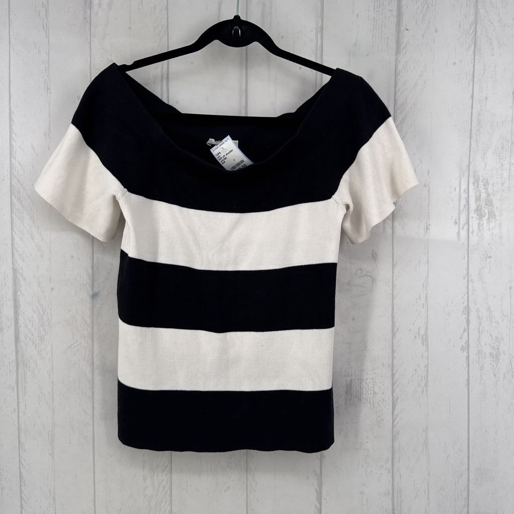 M/P off shoulder s/s stripe top
