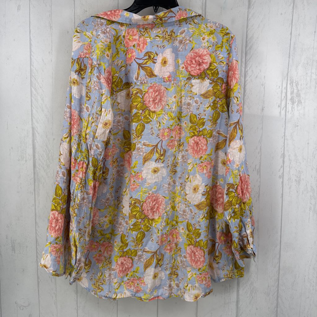 XL l/s linen floral button shirt
