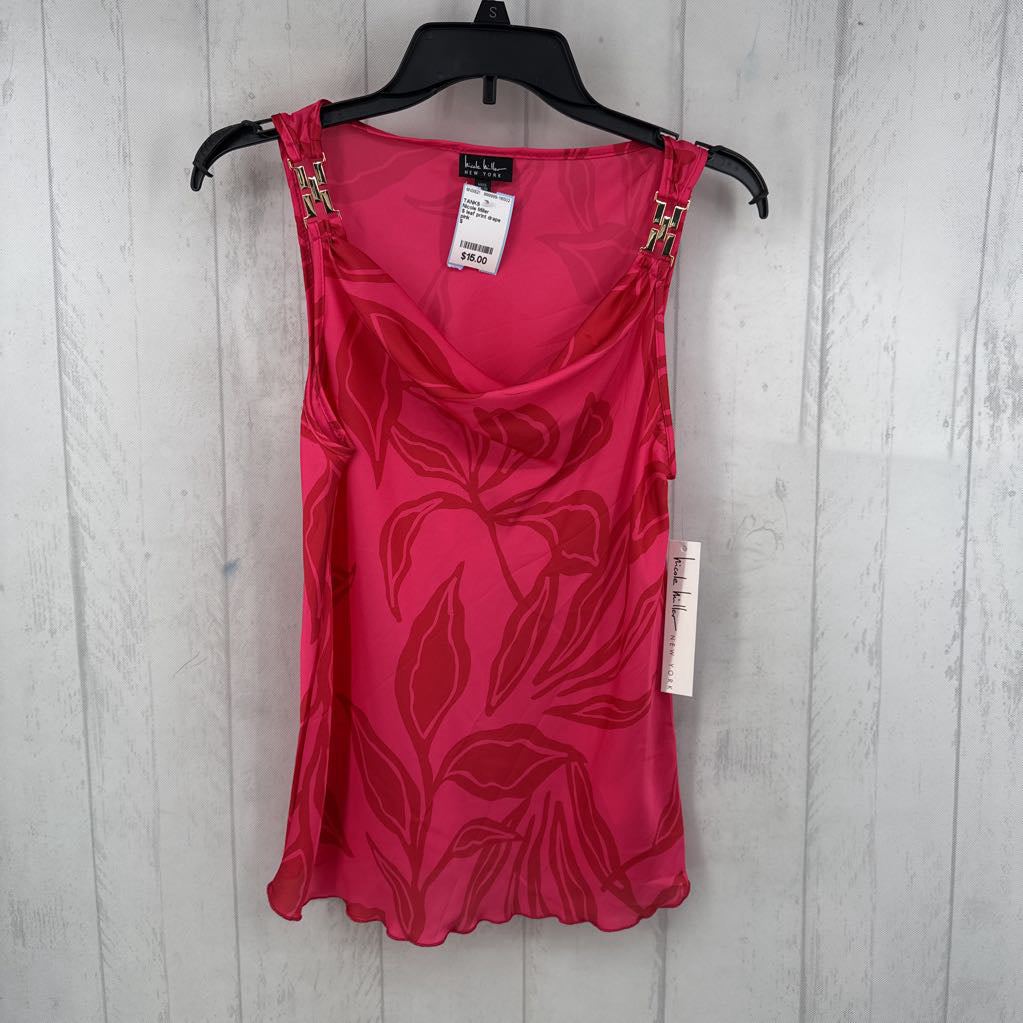 S leaf print drape tank