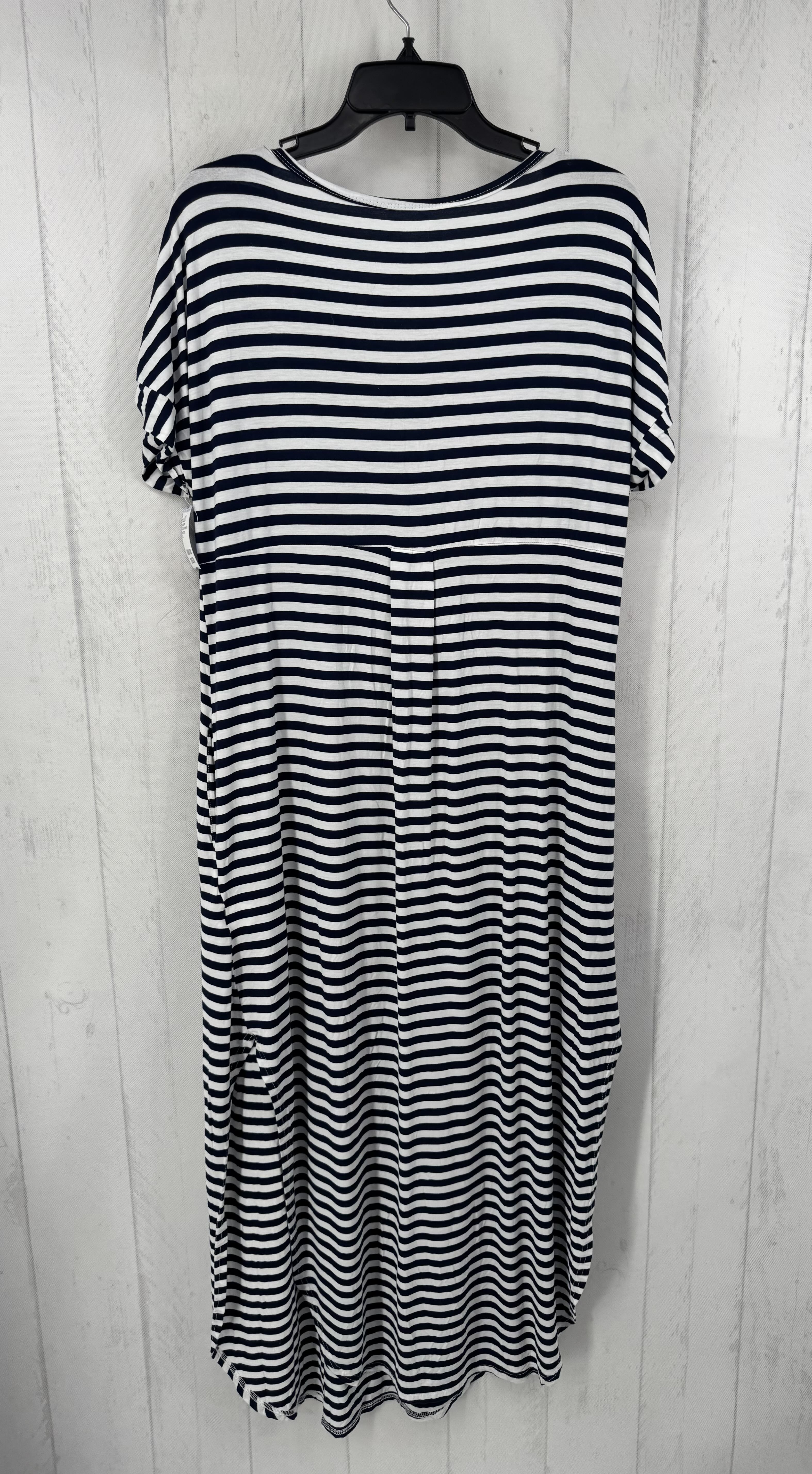 XL s/s stripe side slit maxi dress