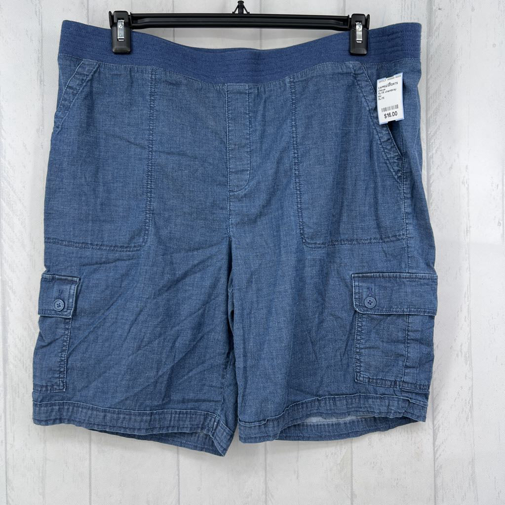XL/1X chambray pull-on shorts