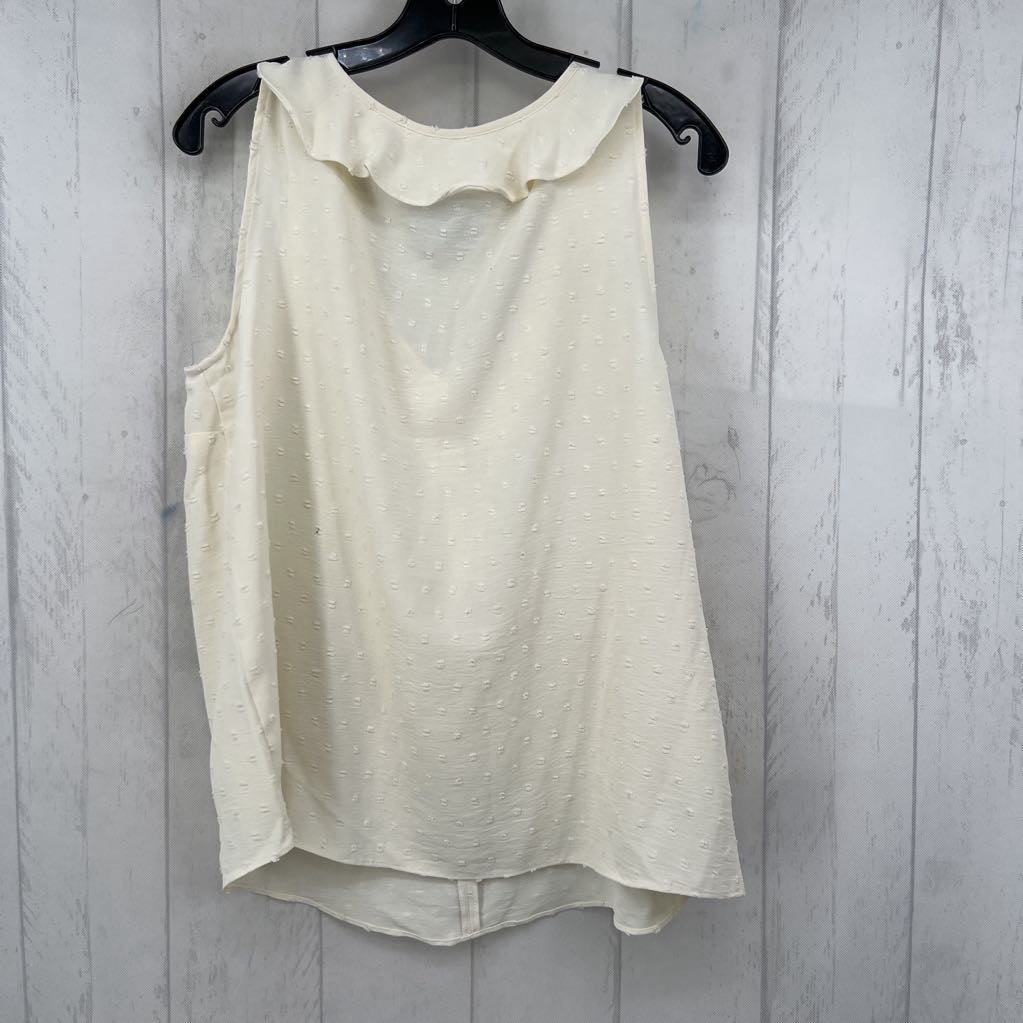 L swiss dot ruffled v-neck tank