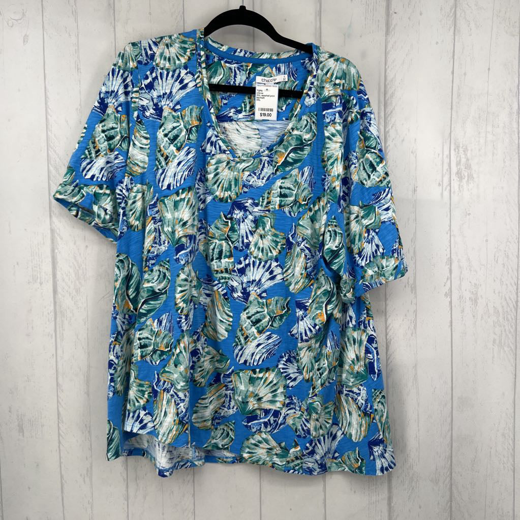 XXL seashell print v-neck s/s tee