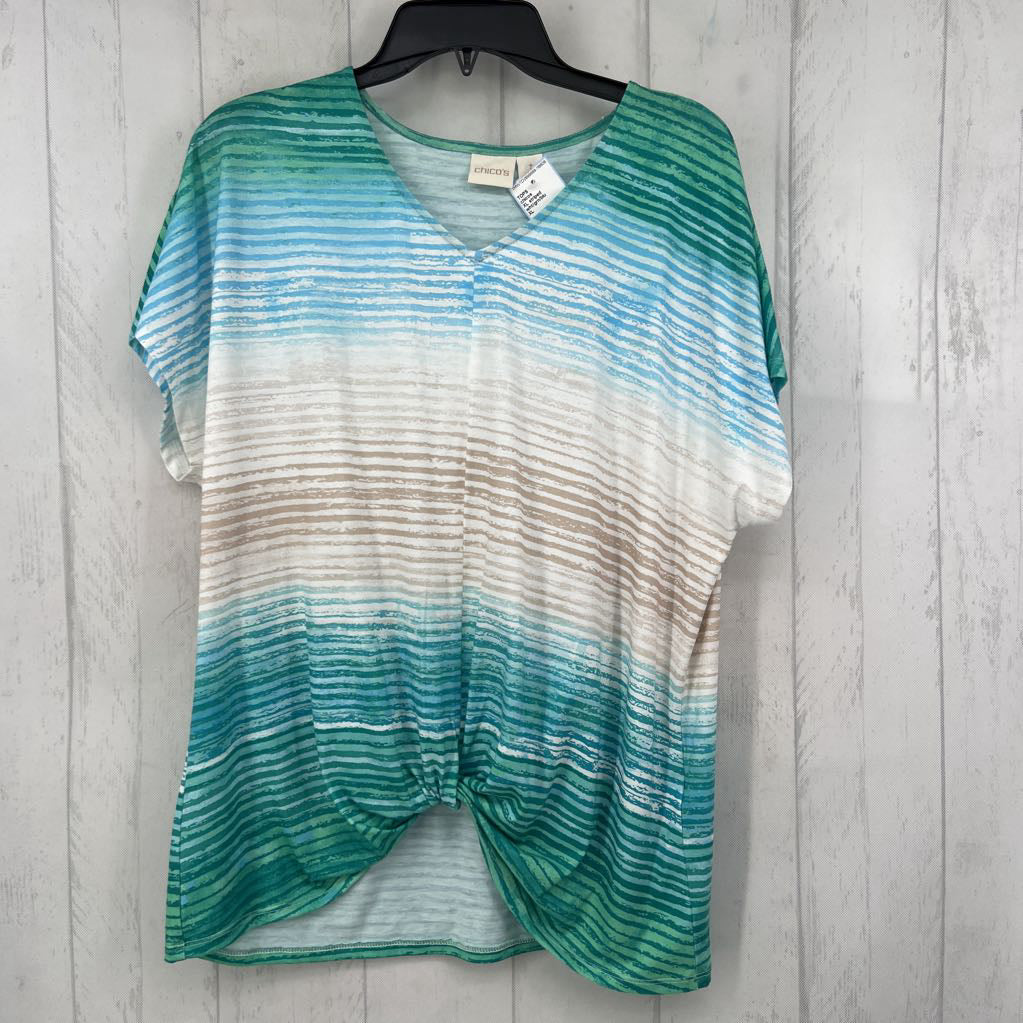 XL striped gathered hem s/s tee