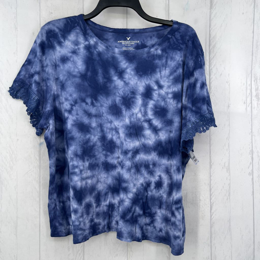 XXL tie-dye lace trim slv s/s tee