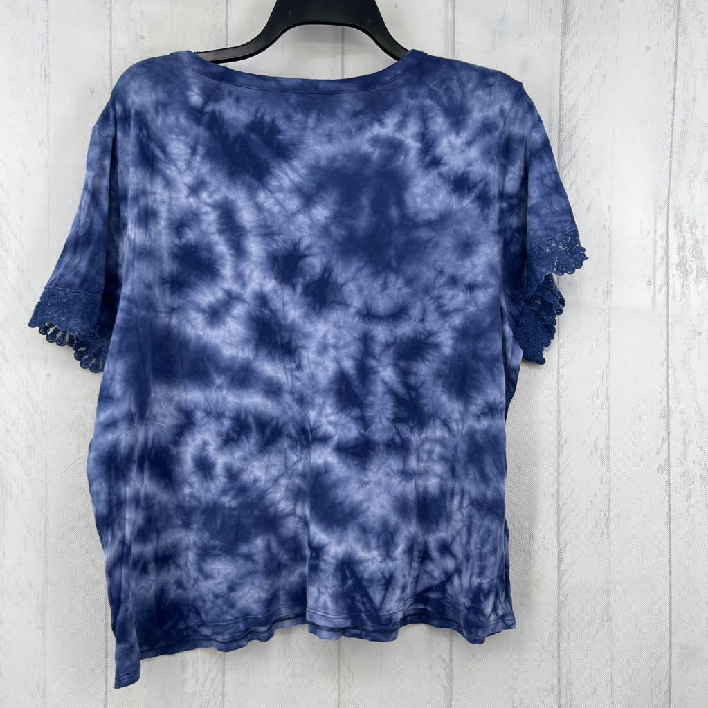 XXL tie-dye lace trim slv s/s tee