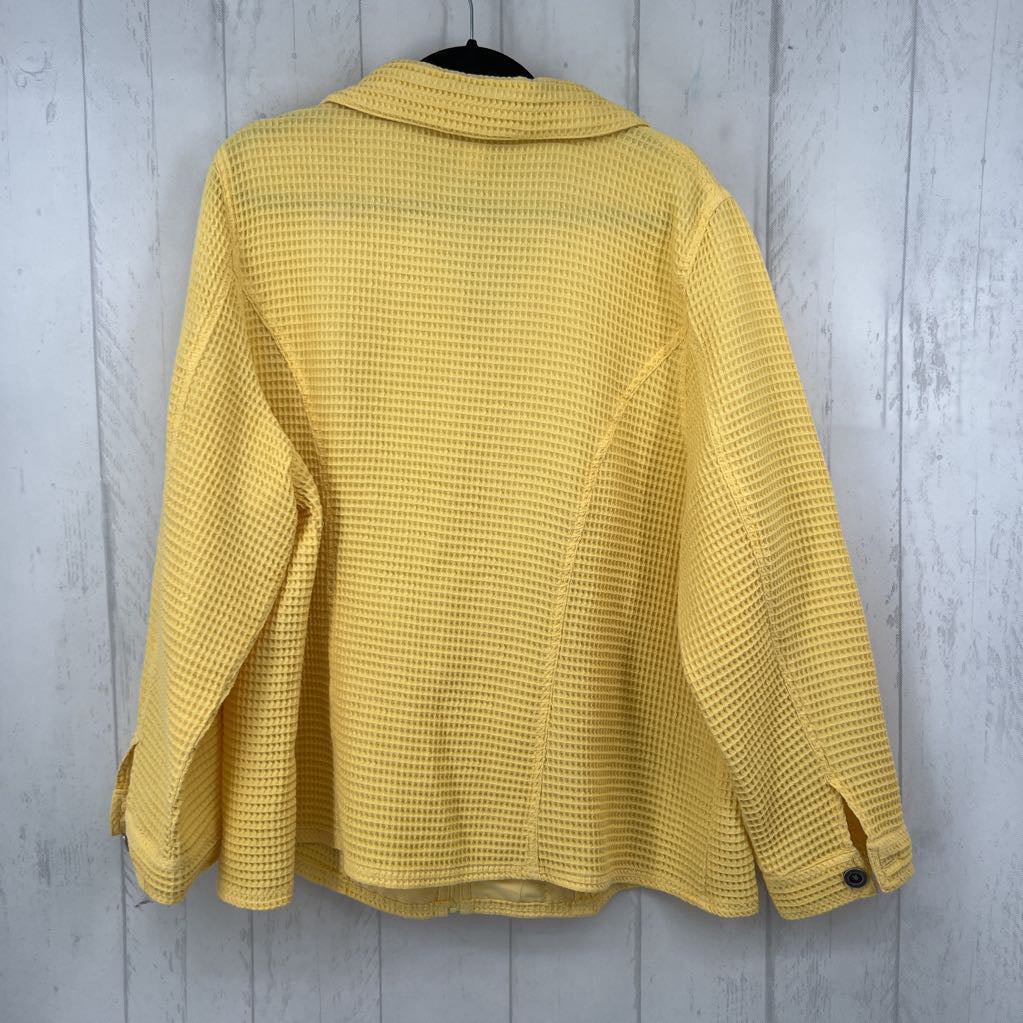 2X waffle knit zip-up jacket