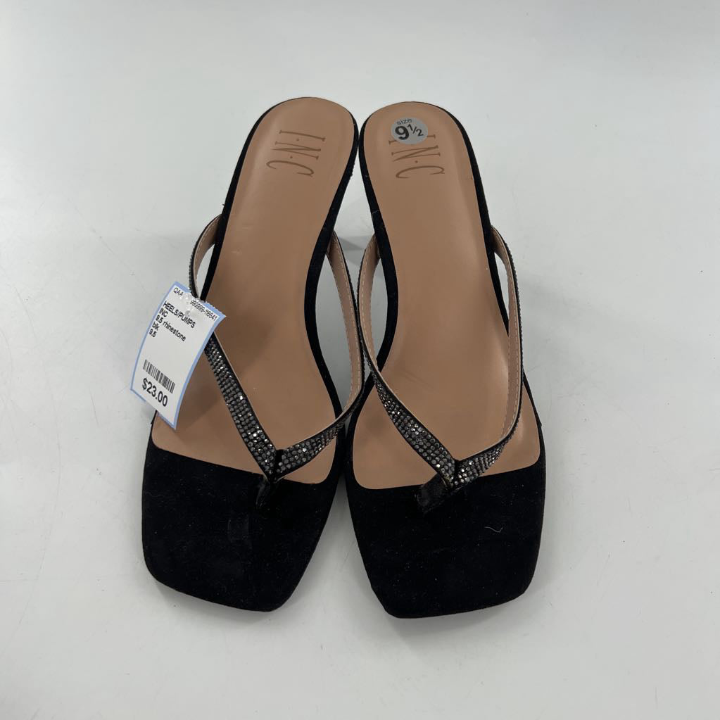 9.5 rhinestone embellishments thong heel sandals