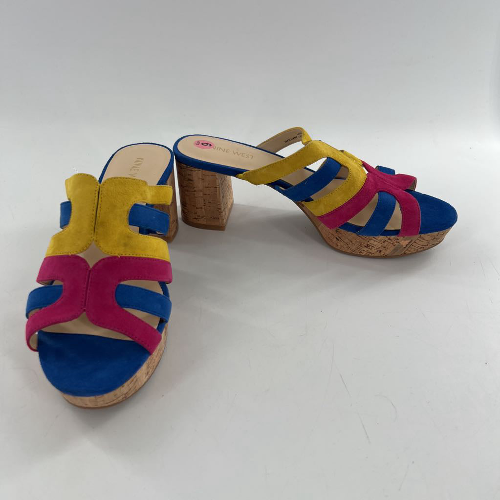 9 strap cork platform heel sandals