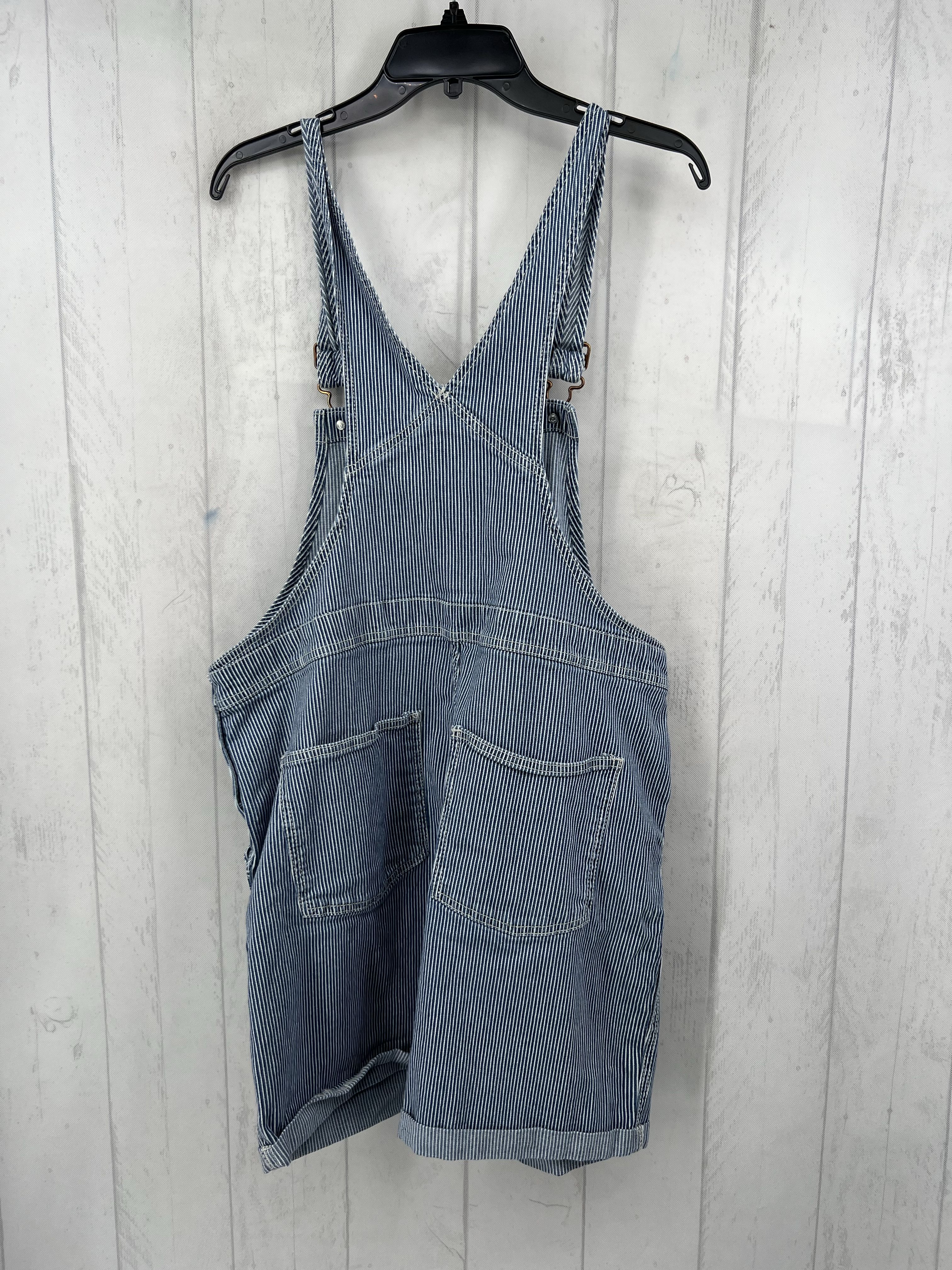 14 striped denim overall shorts