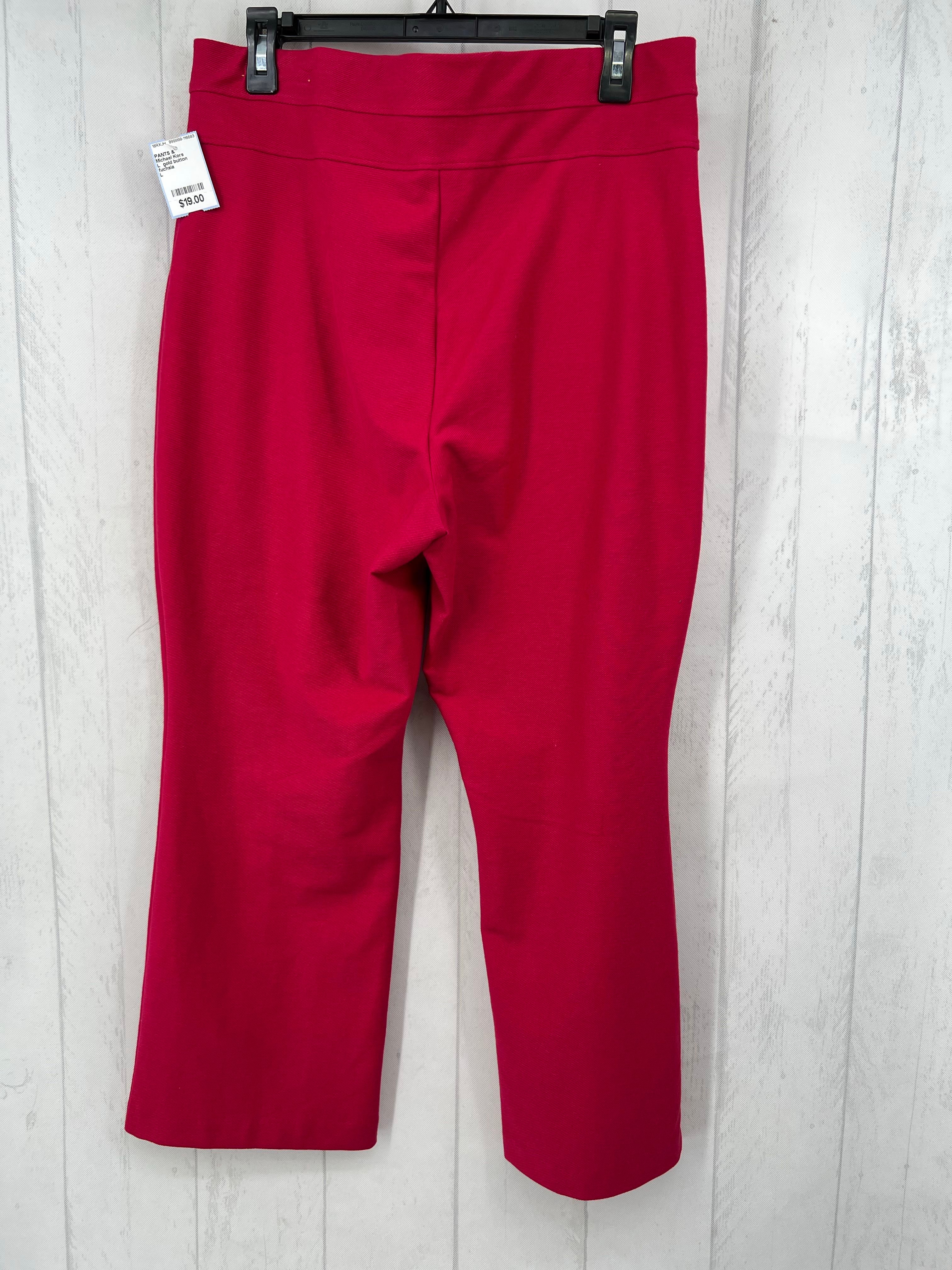 L gold button detail pull-on pant