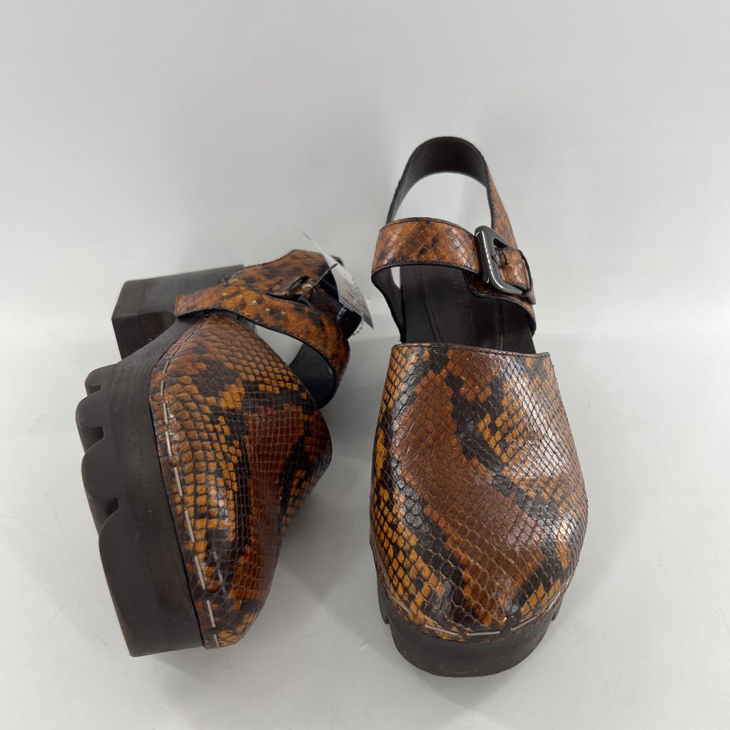 8.5 snakeskin embossed slingback clogs