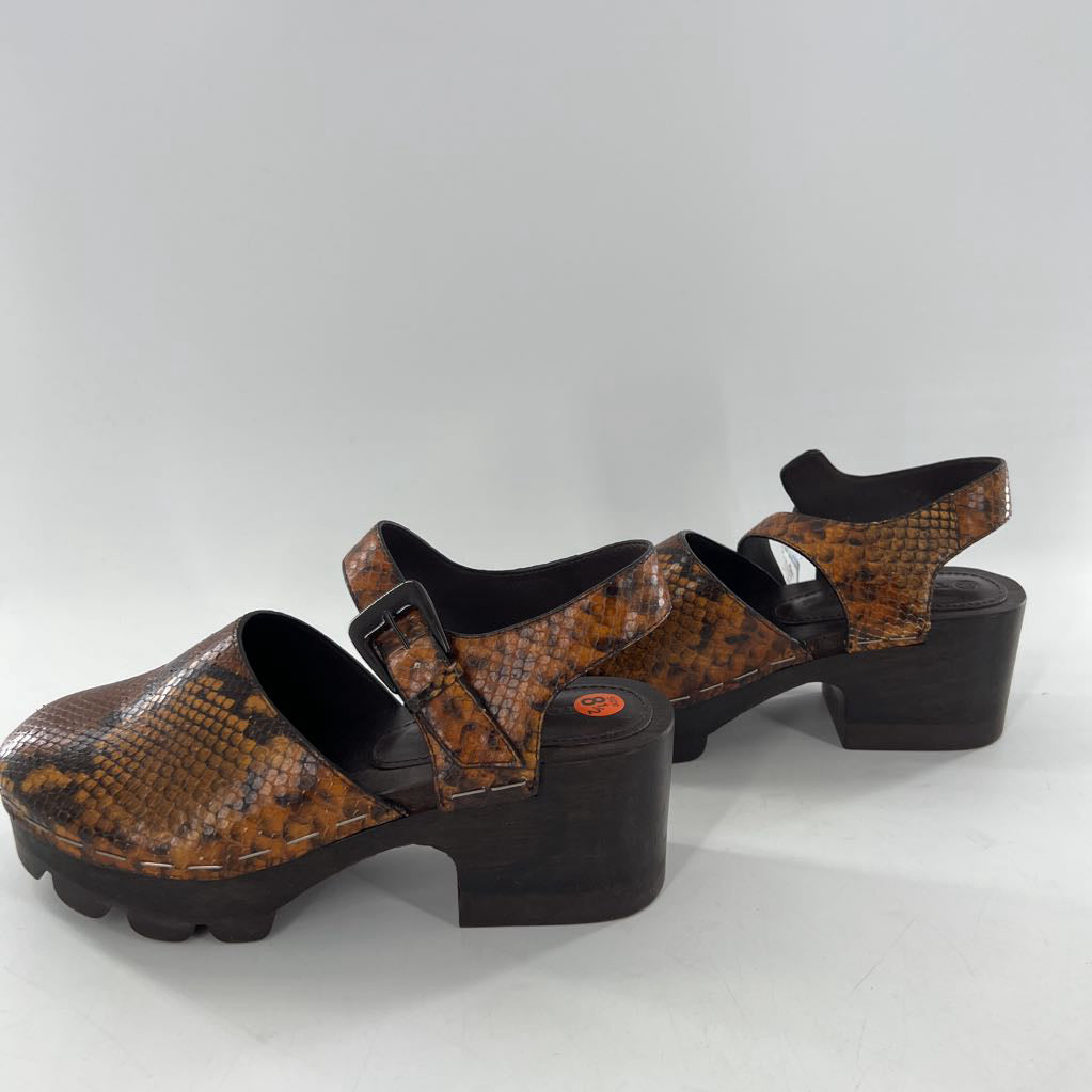 8.5 snakeskin embossed slingback clogs
