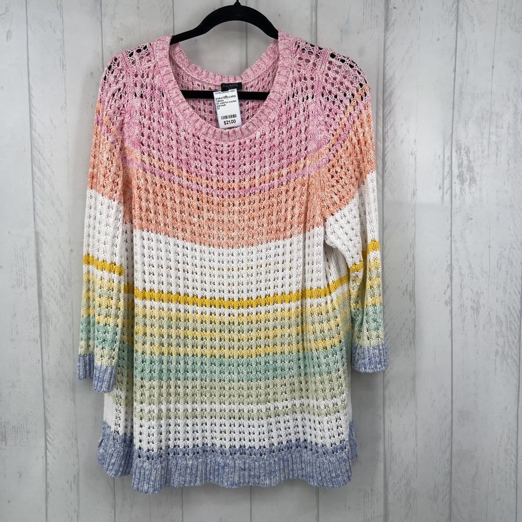 2X colorful crochet sweater