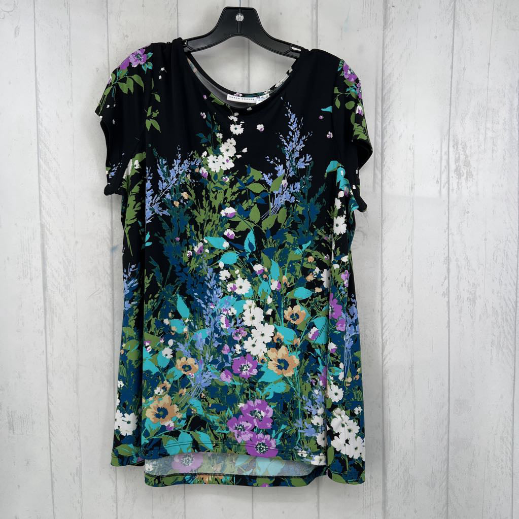 L flo print s/s hi-lo top