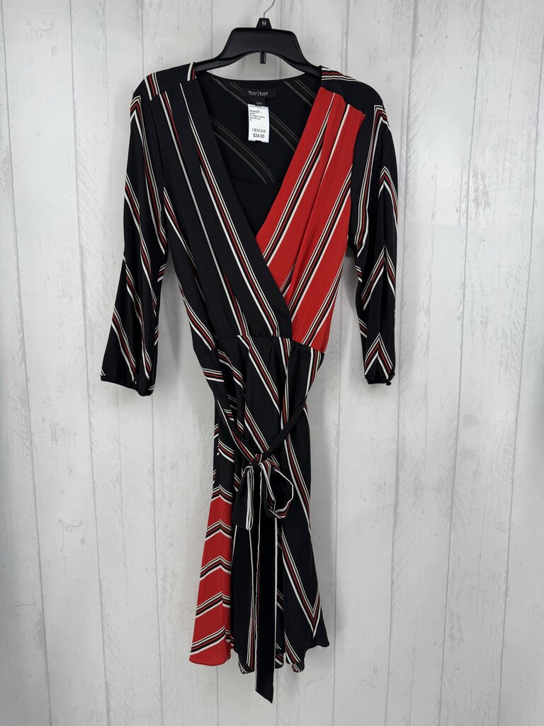 12 striped belted 3/4 slv dress