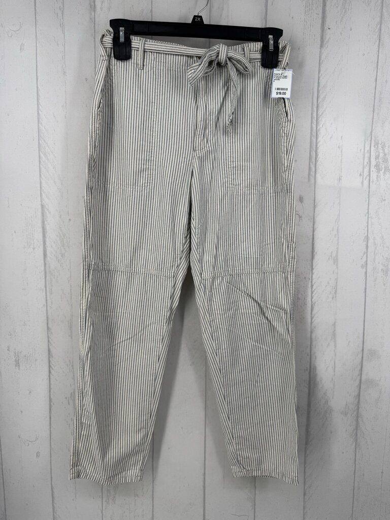 8 striped belted twill pant