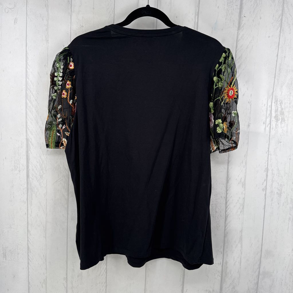 2X flo embroidered slv s/s top