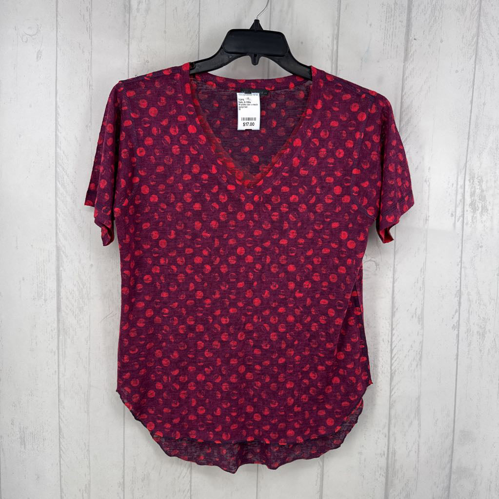 M polka dot v-neck s/s tee