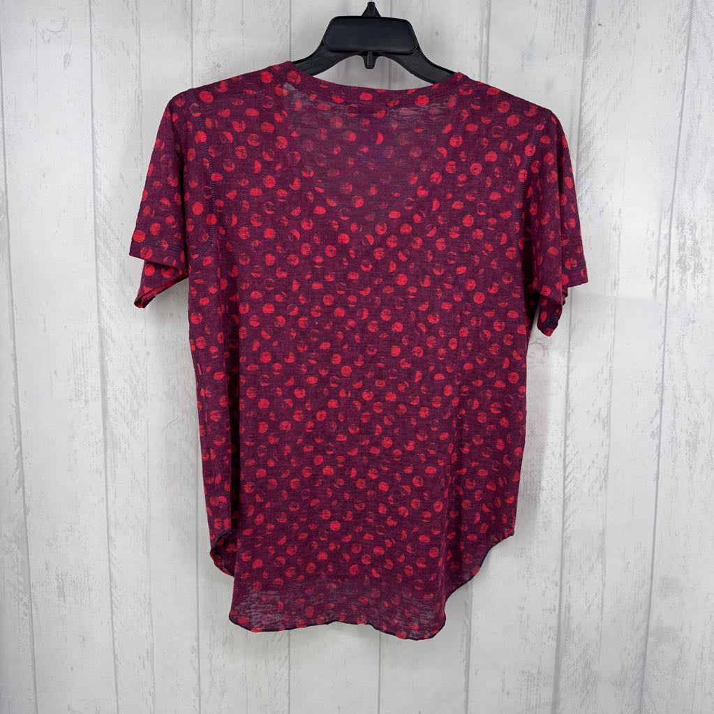 M polka dot v-neck s/s tee