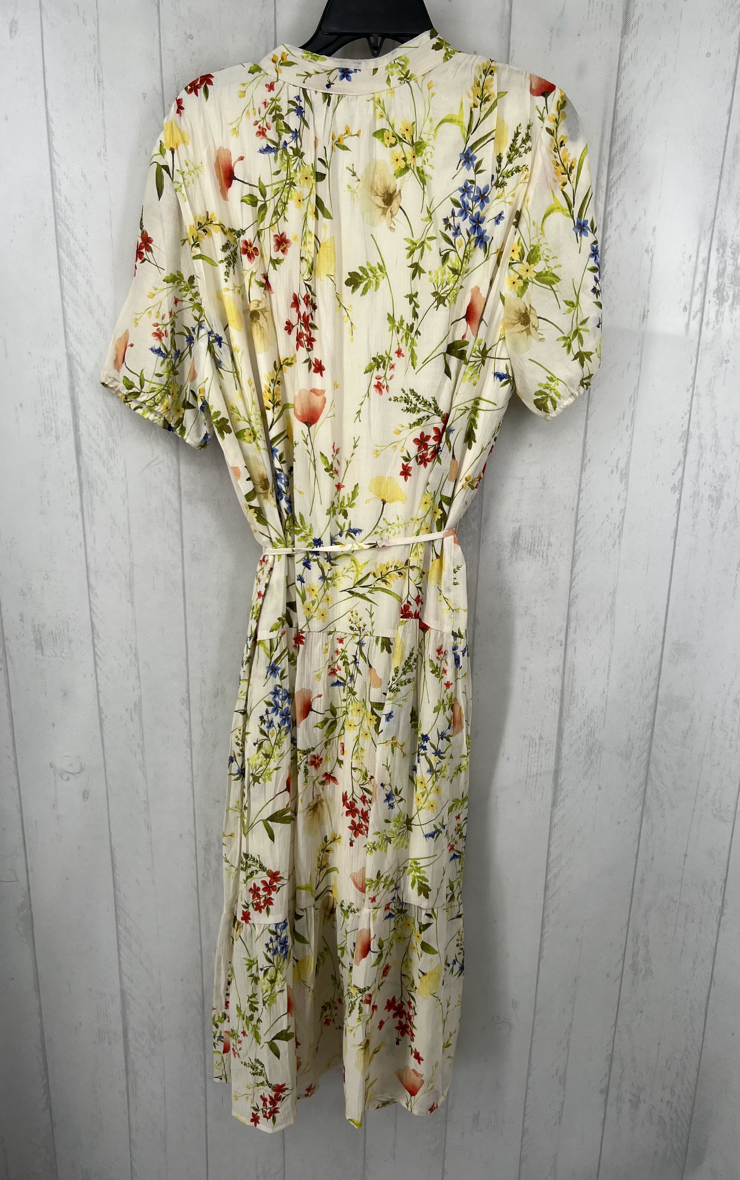 XL flo print button down s/s dress