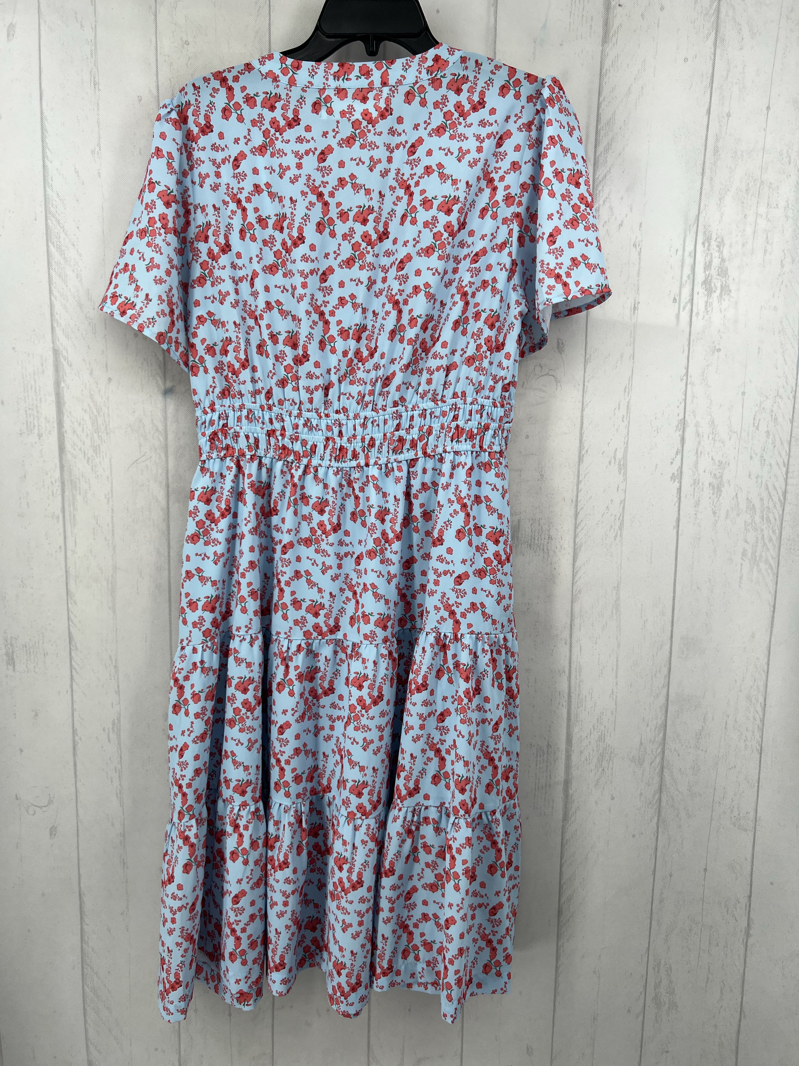 M flo print v-neck s/s dress