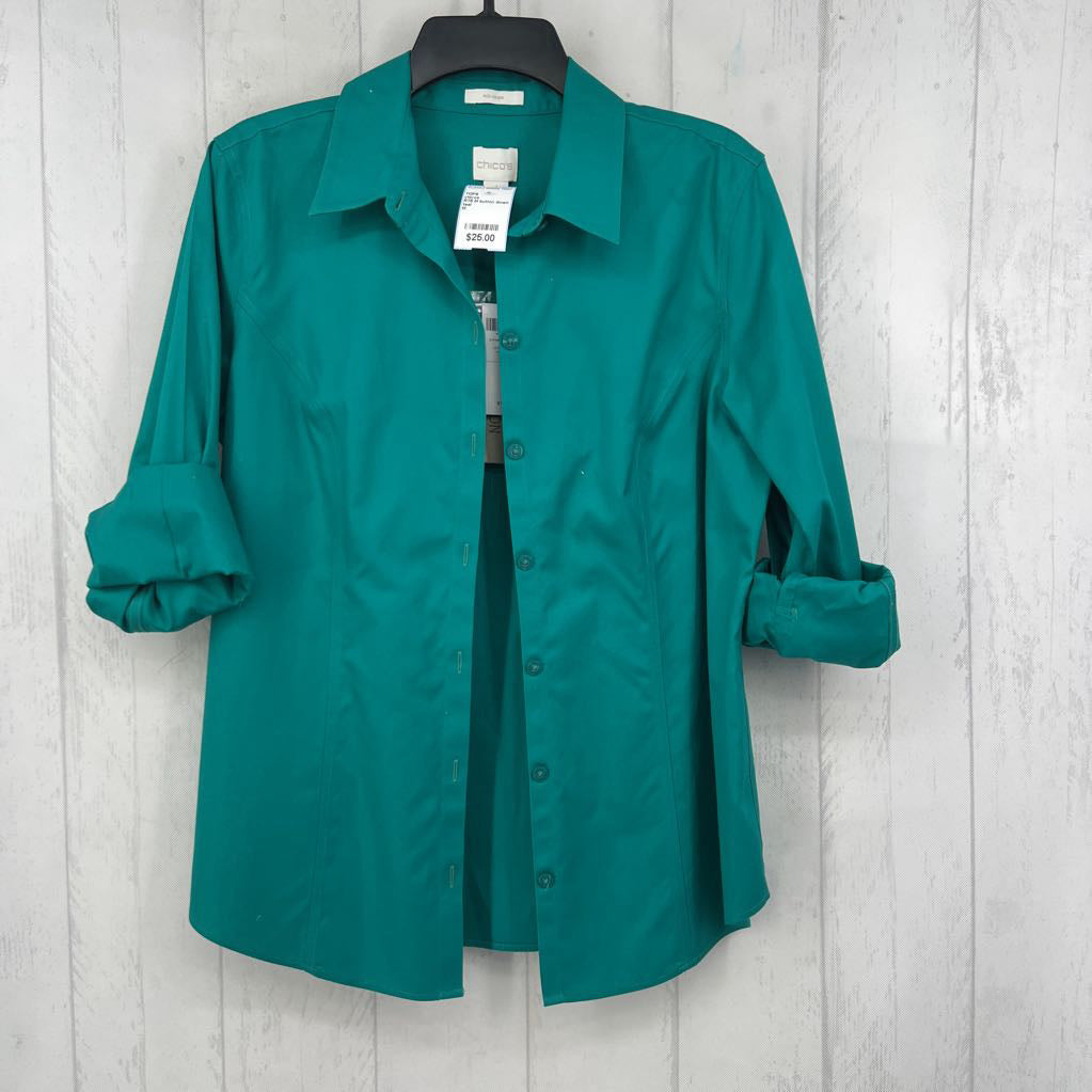 R75 M button down l/s top