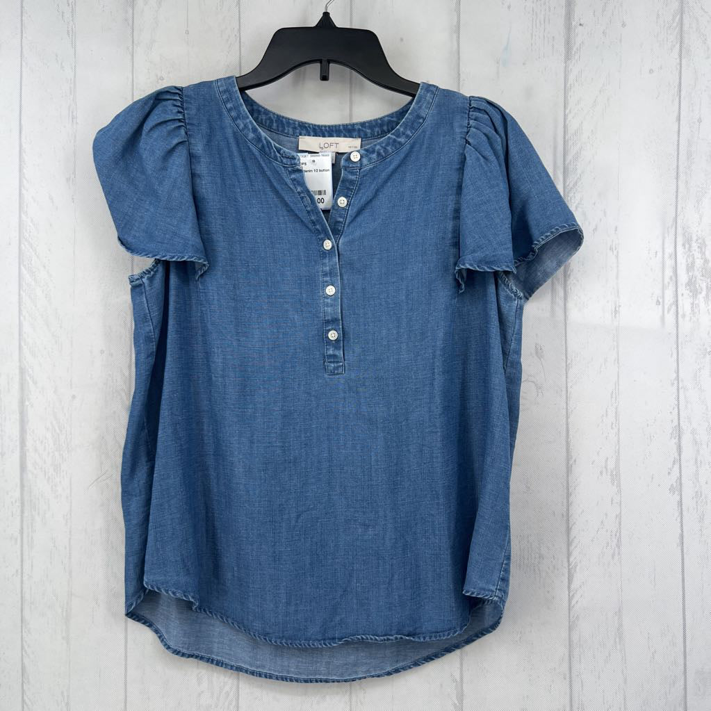 Mp denim 1/2 button down s/s top