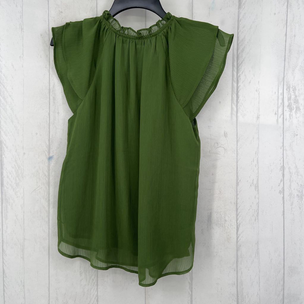 Mp 1/2 button down ruffled slv top