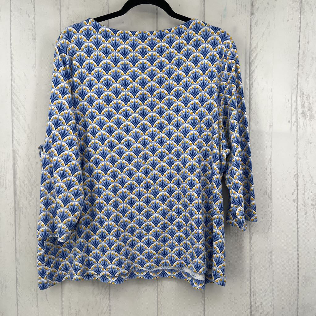 XXL printed 3/4 slv top
