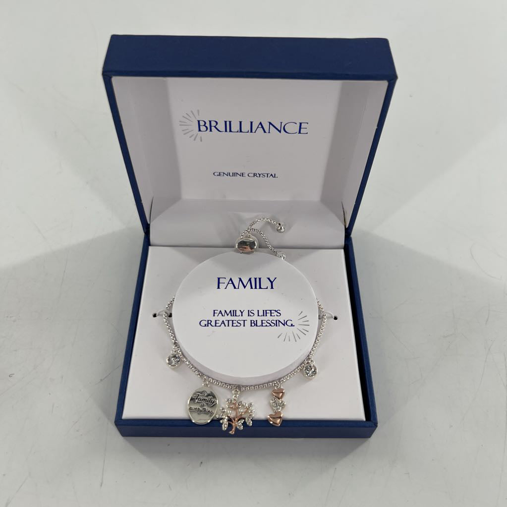 genuine crystal silver tone bracelet-family