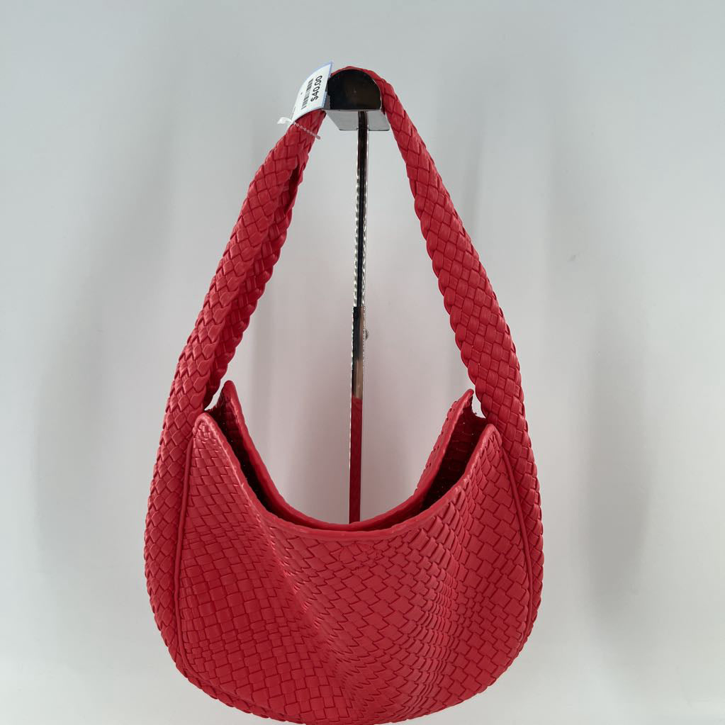 woven faux leather shoulder bag