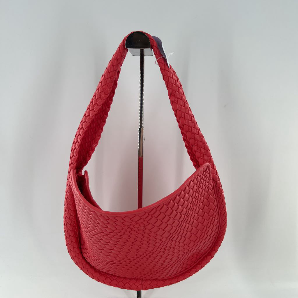 woven faux leather shoulder bag