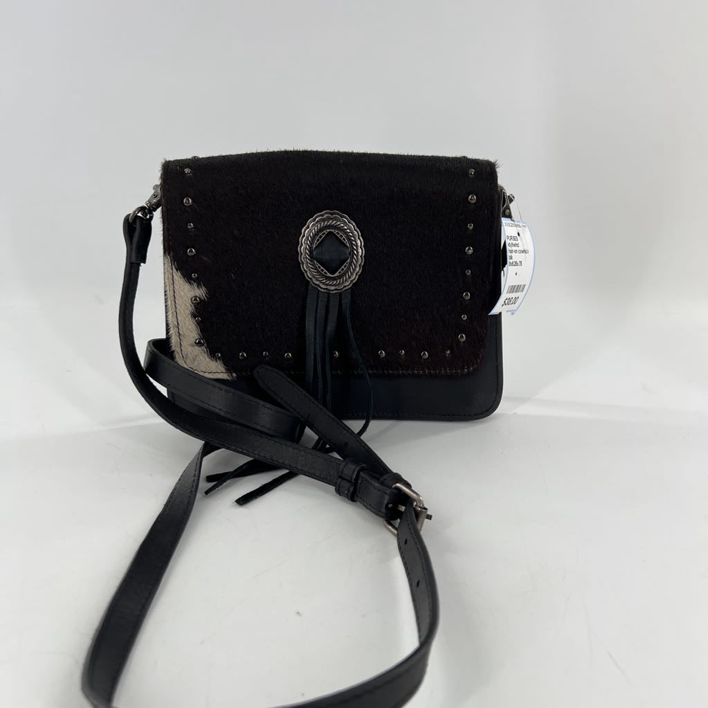 hair-on cowhide flap crossbody