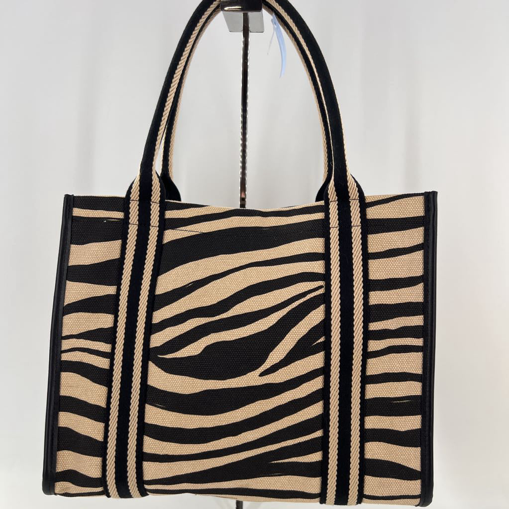 zebra heart love canvas tote