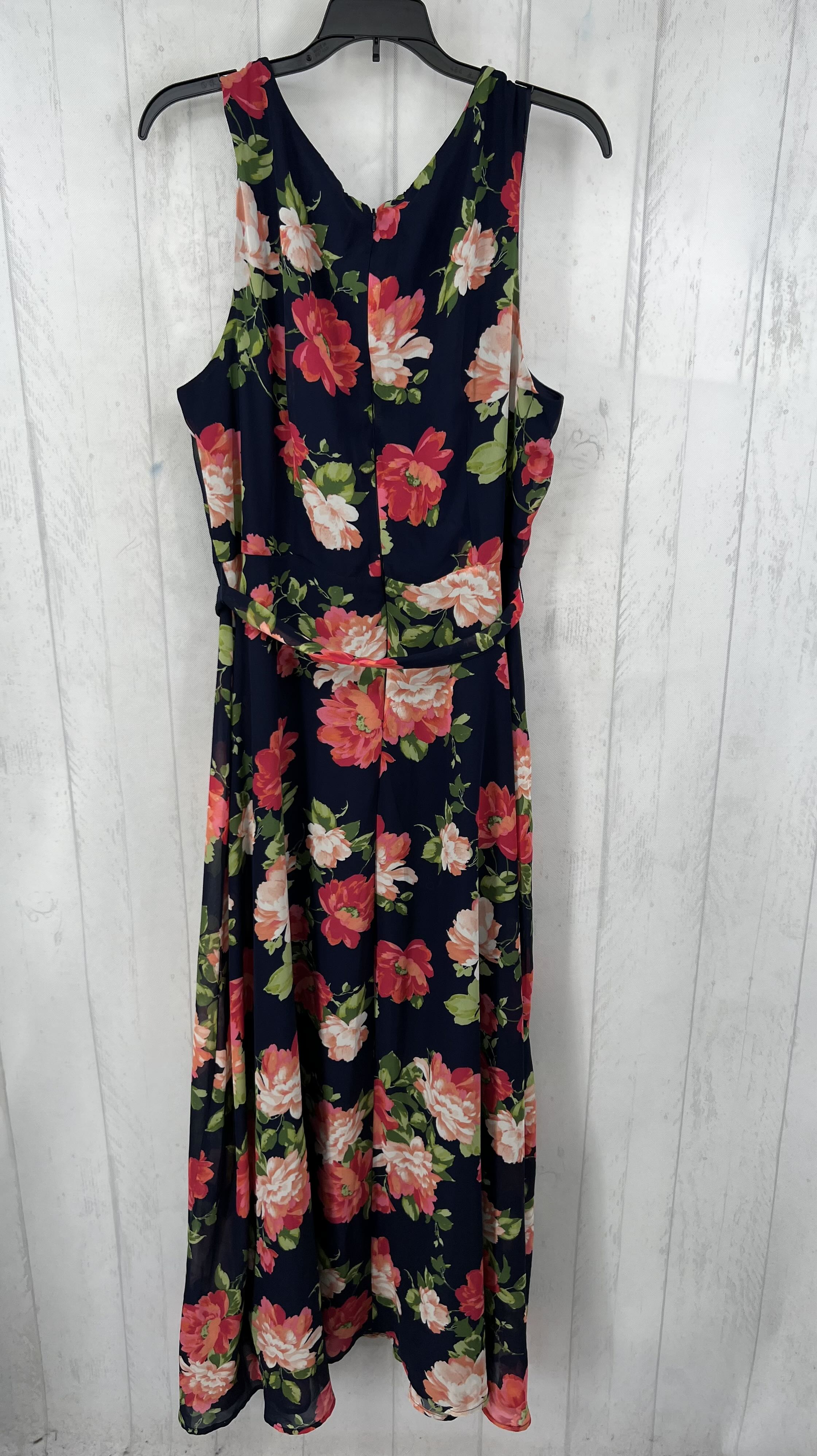 16 flo print belted slvls dress