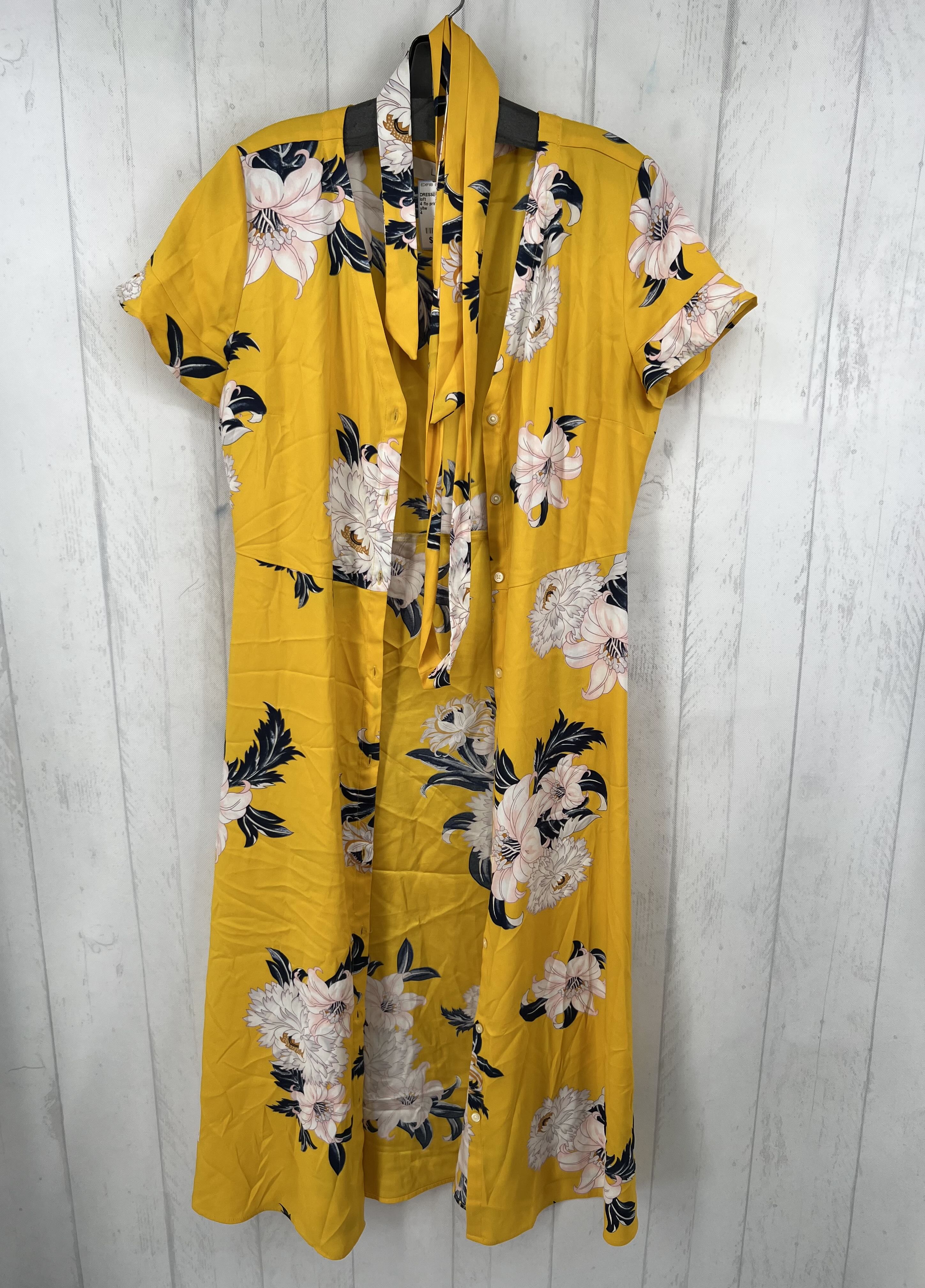 4 flo print belted s/s dress