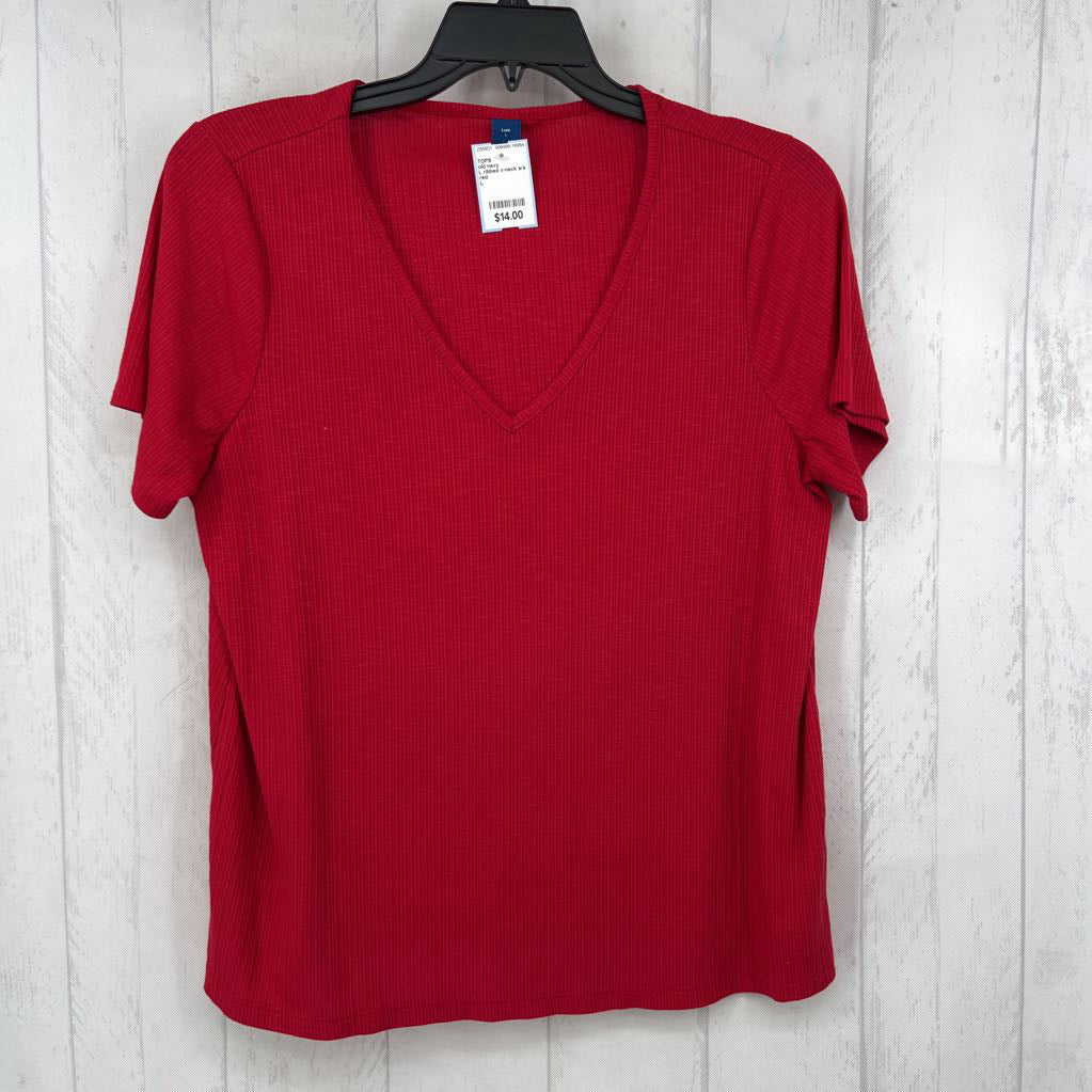 L ribbed v-neck s/s tee
