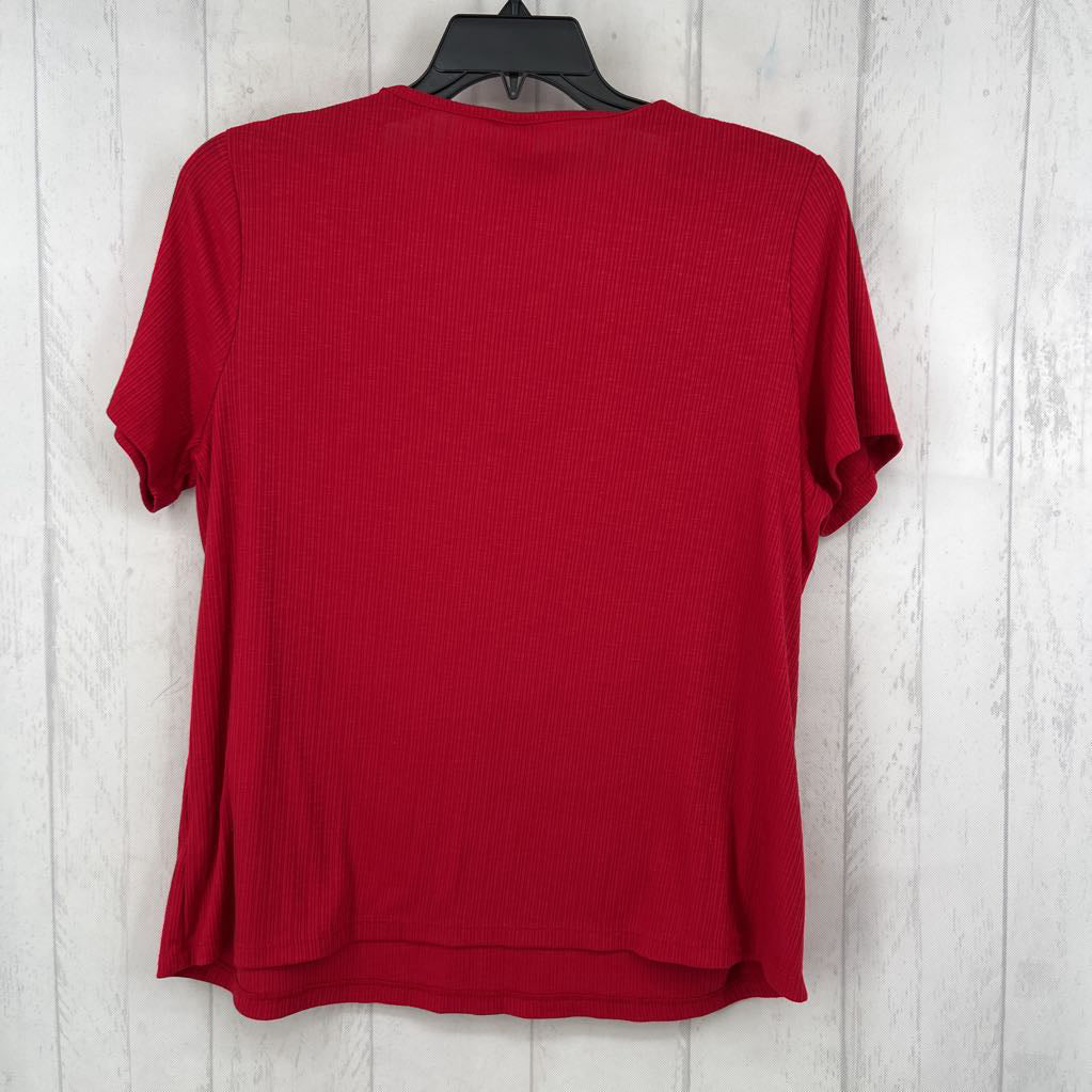 L ribbed v-neck s/s tee