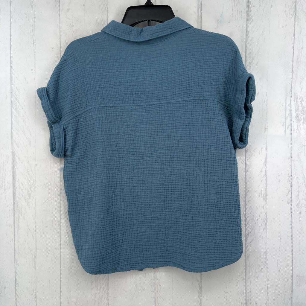 M gauze button down s/s top