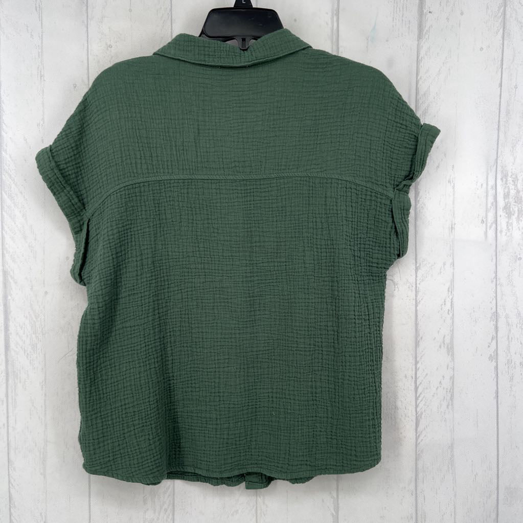 M gauze button down s/s top