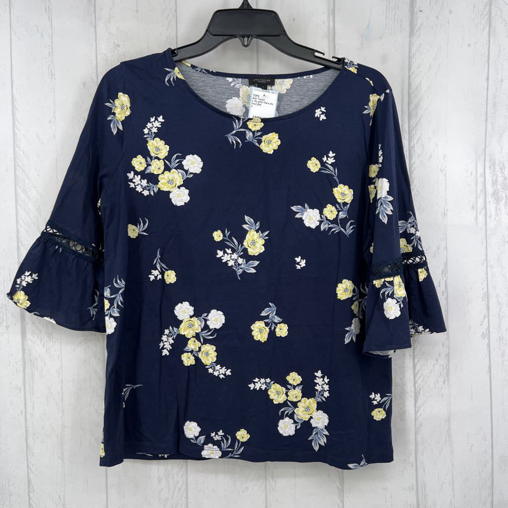 L flo print flare slv top