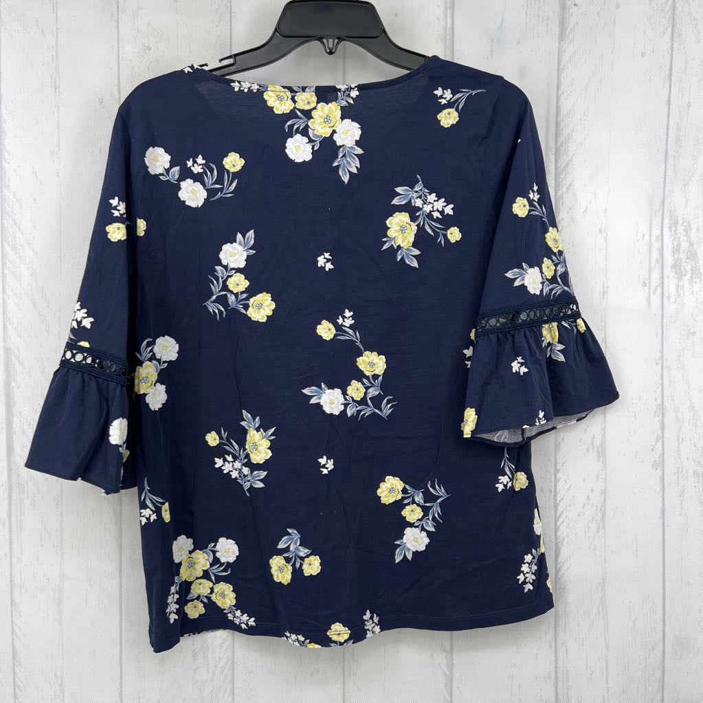 L flo print flare slv top