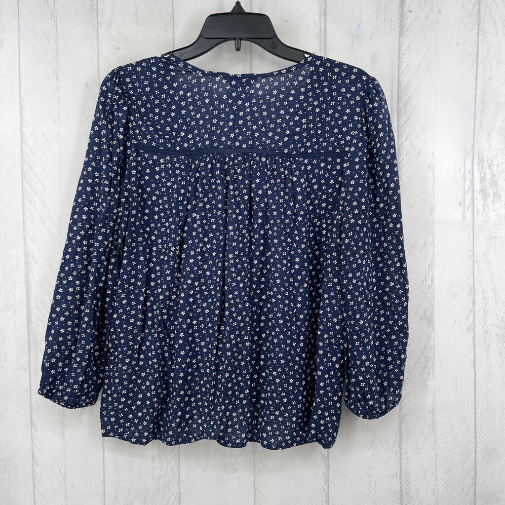 M flo print tie front 3/4 slv top