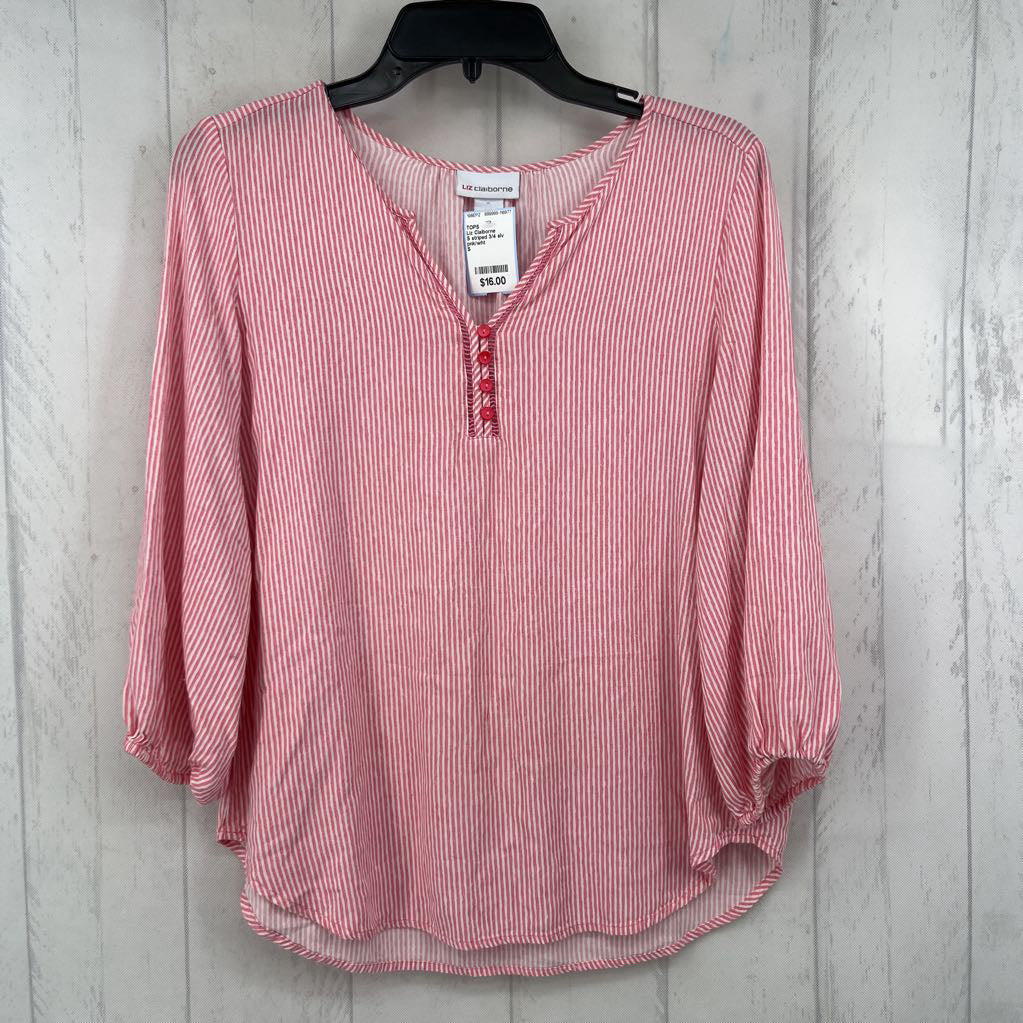 S striped 3/4 slv top