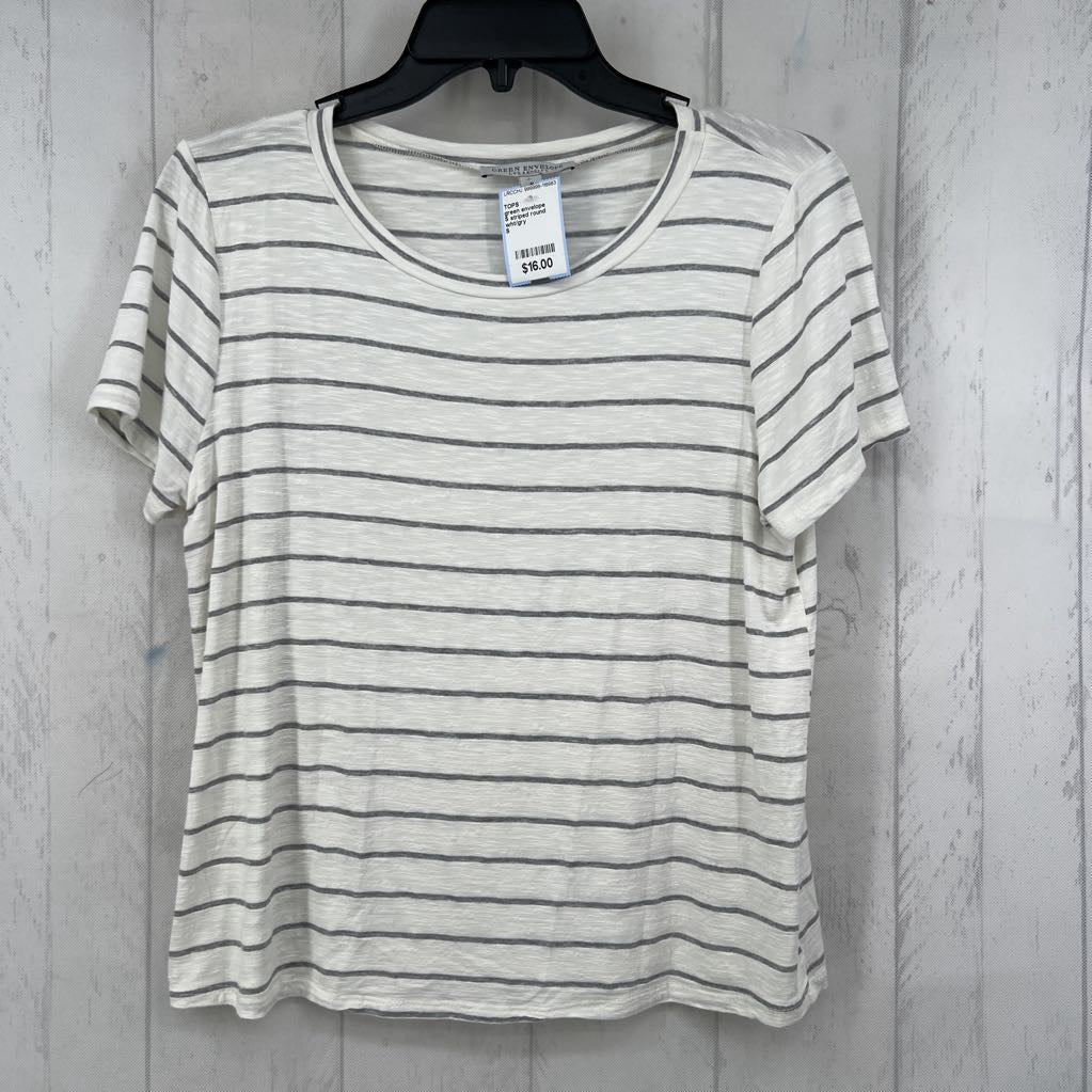 S striped round neck s/s tee