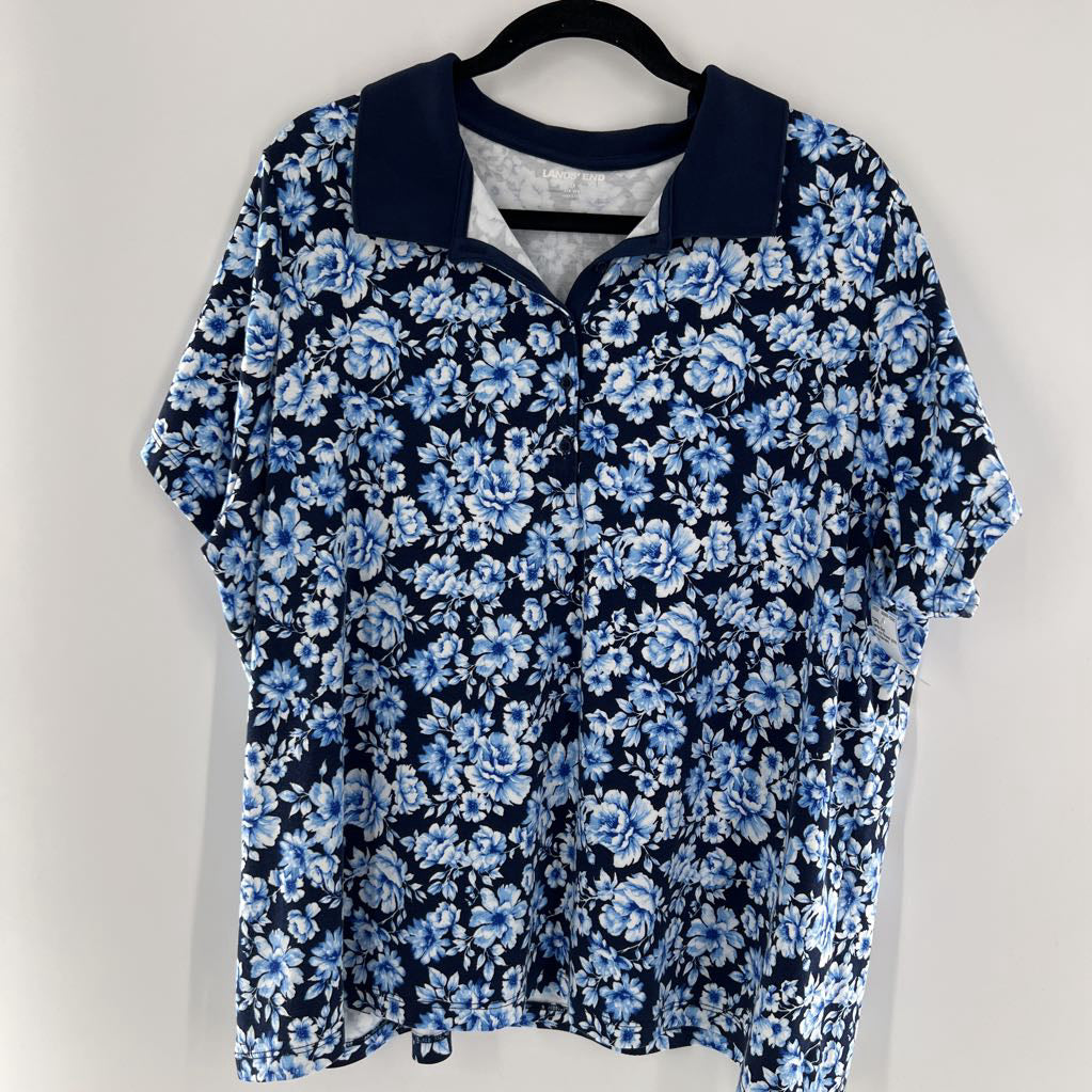 3x s/s flower print polo top