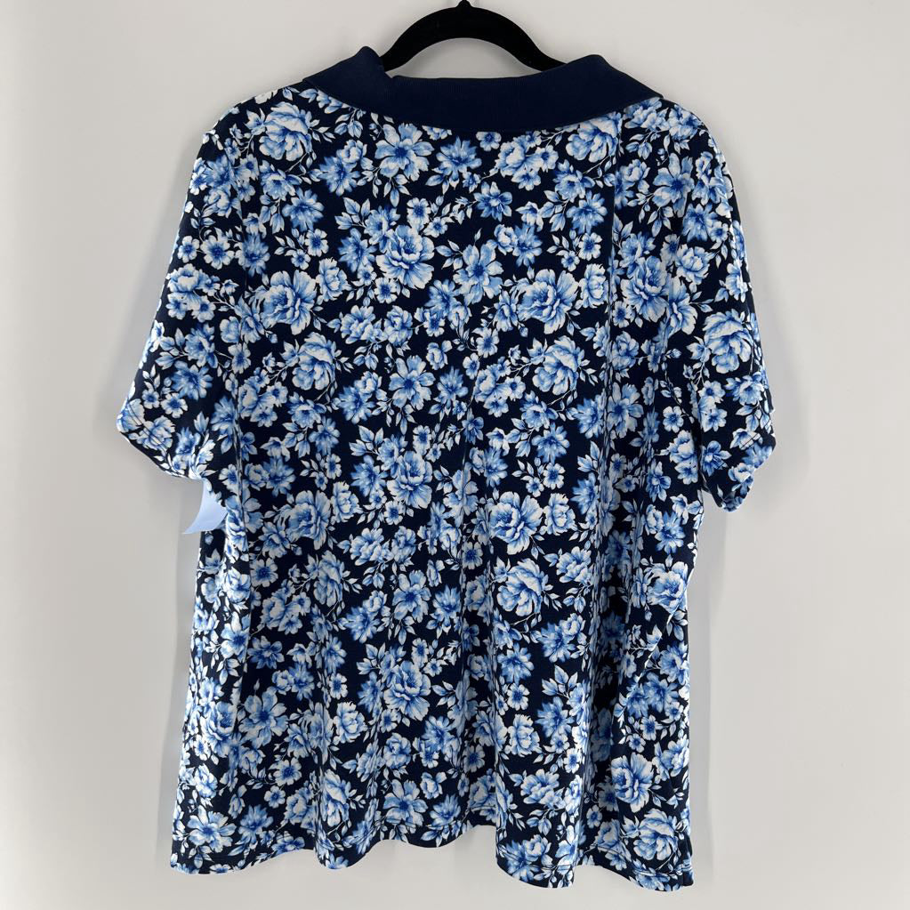 3x s/s flower print polo top