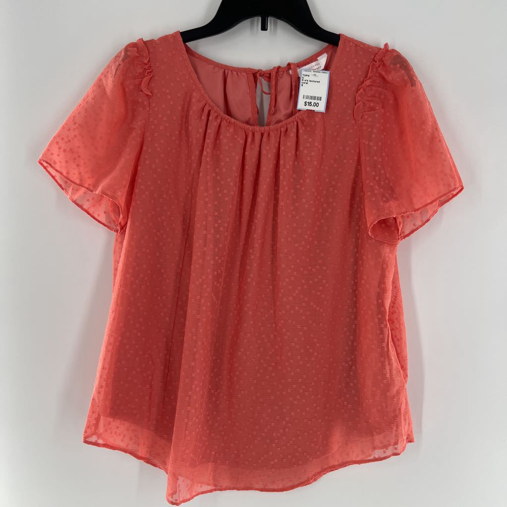 S s/s textured sheer layer top